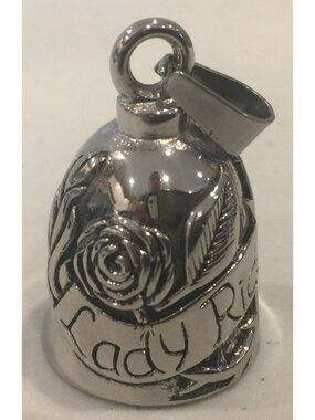 LADY RIDER Silvertone 1 1/2" Mini Gremlin Motorcycle Bell with Thorny Rose Raise